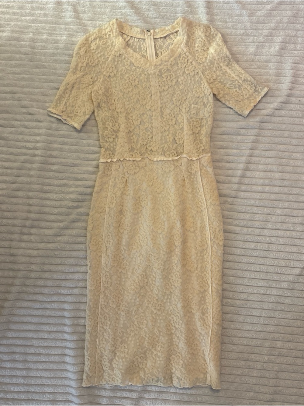 Nina Ricci Cream Lace Midi Dress